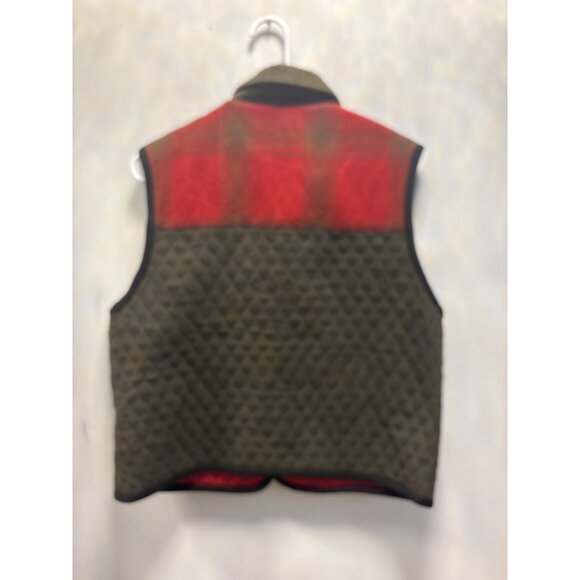 CB Wraps By Canvasbacks Quilted Wool Vest L Red & Brown - Picture 6 of 9